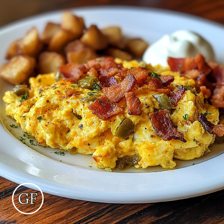 *Bacon Green Chile Cheddar Scramble meal prep - Mother of Macros