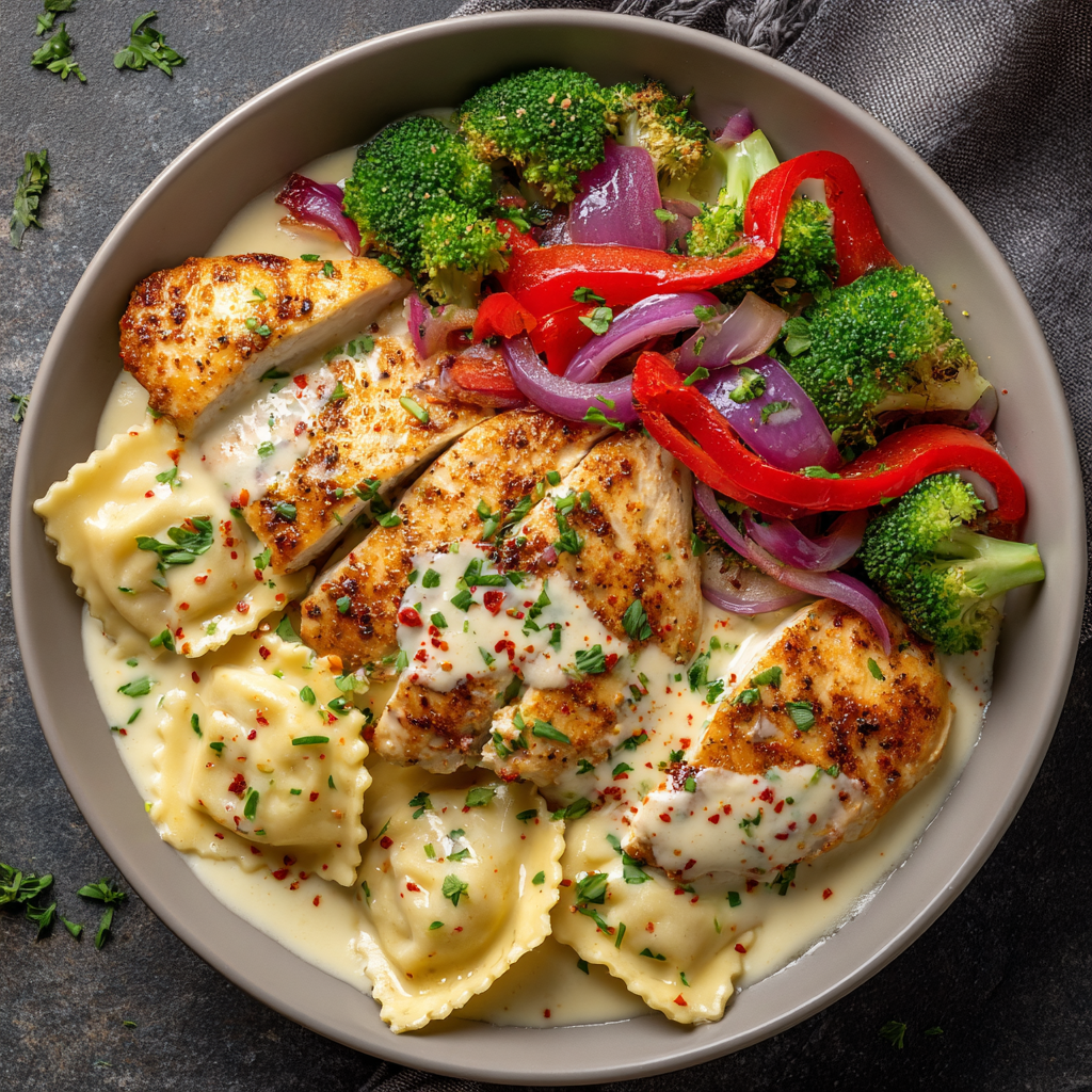 *Chicken & Raviolis meal prep - Mother of Macros