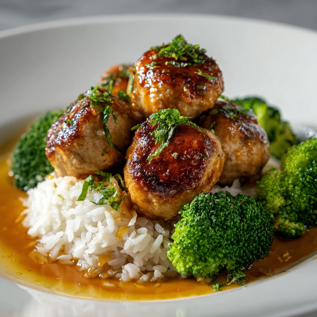 *Honey Garlic Chicken Meatballs meal prep - Mother of Macros