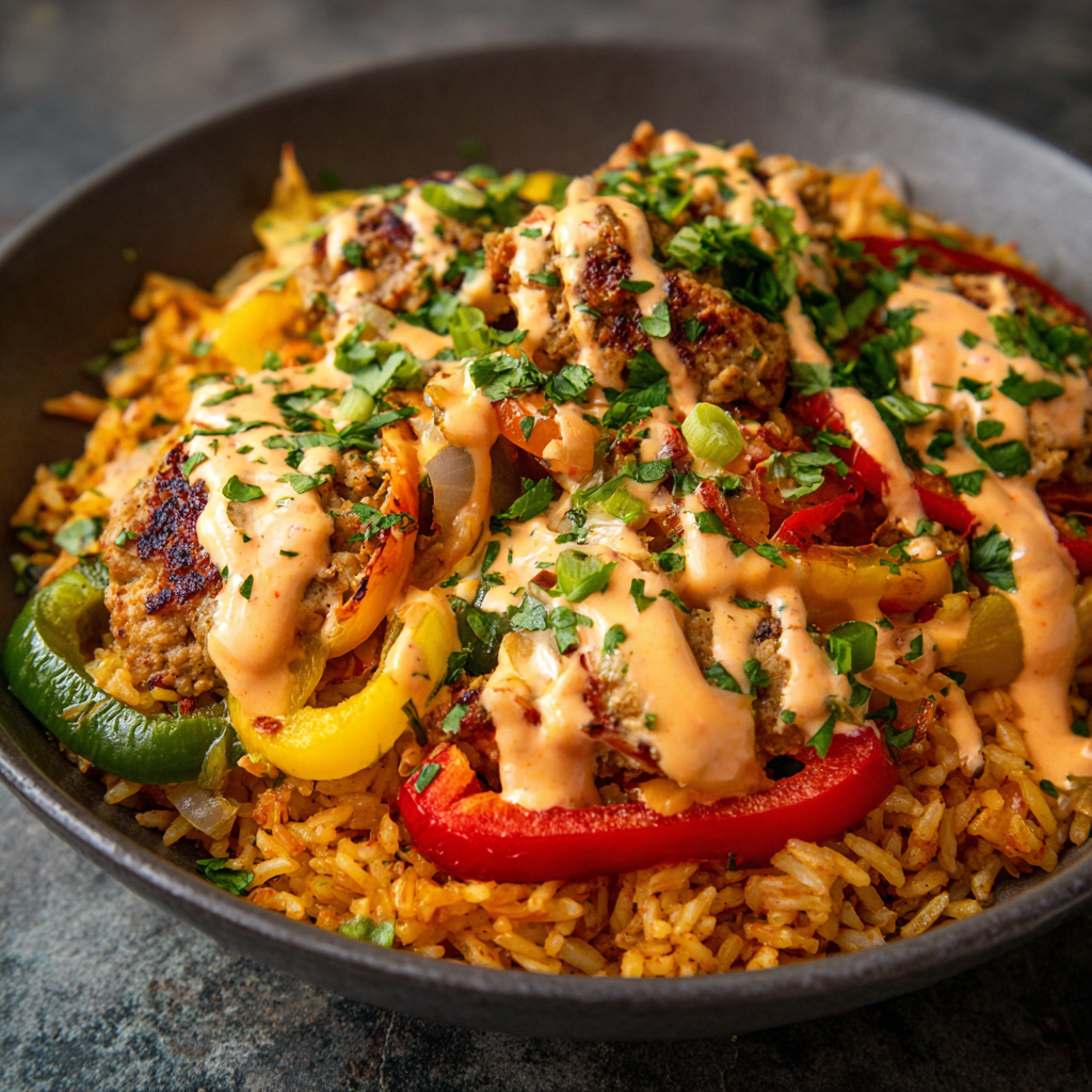 *Chipotle Chicken Cheesesteak Bowl meal prep - Mother of Macros