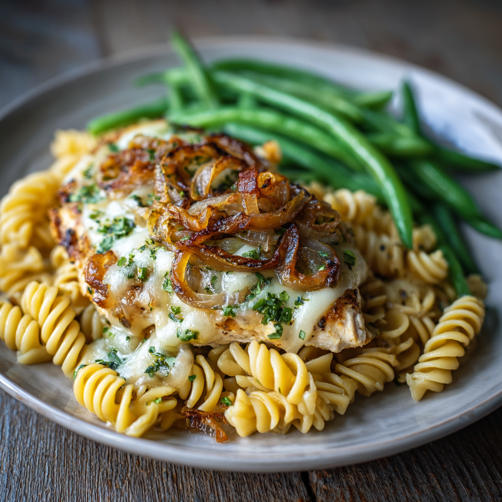 *French Onion Chicken Pasta Entree meal prep - Mother of Macros