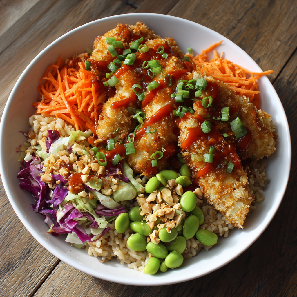 *Korean Chicken Crunch Bowl meal prep - Mother of Macros