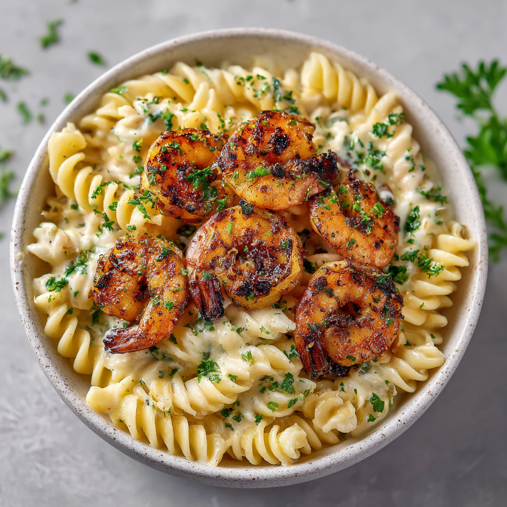 *Rotini Alfredo with Shrimp meal prep - Mother of Macros