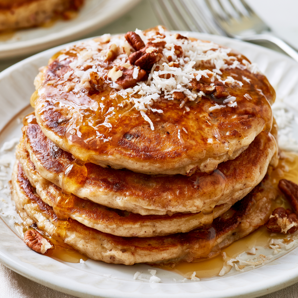 Honey Pecan Coconut Pancakes