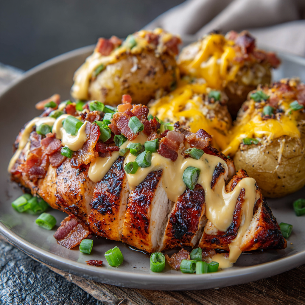 *Smoky Cheddar Chicken & Loaded Potatoes meal prep - Mother of Macros