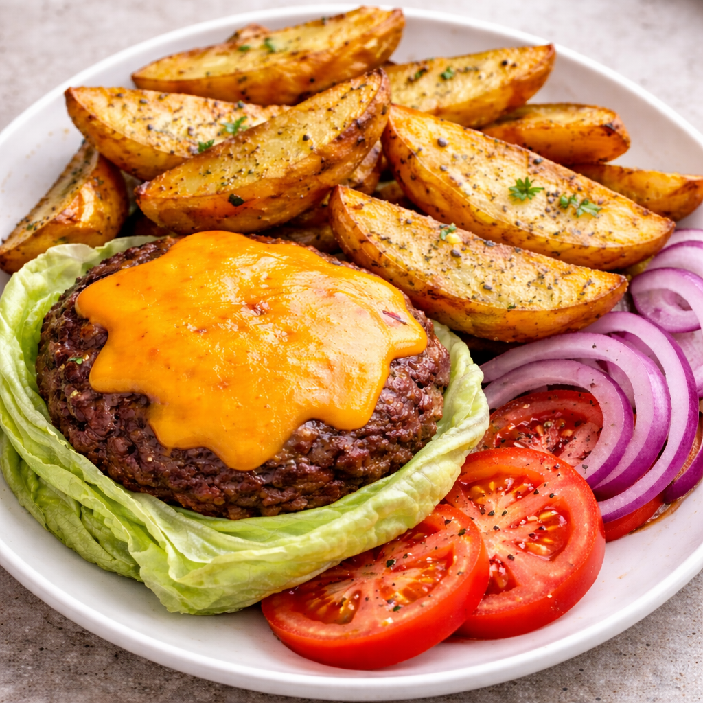 Burger-Your-Way w/ Garlic Wedges