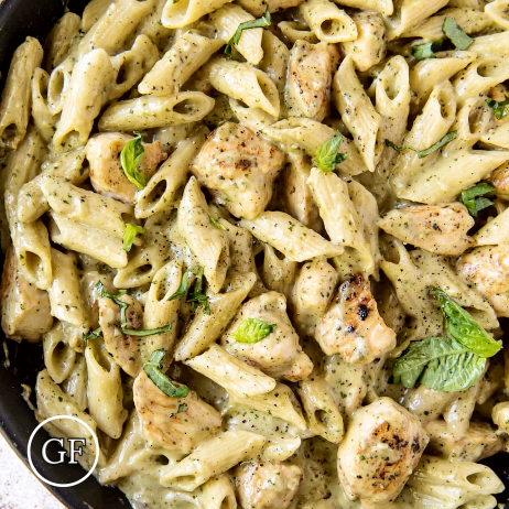 Pesto Chicken Mac N Cheese meal prep - Mother of Macros