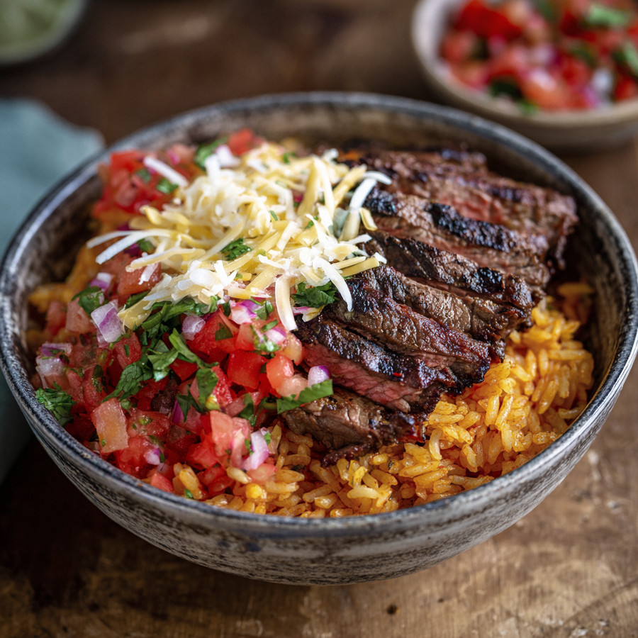 *Steak Burrito Bowl meal prep - Mother of Macros
