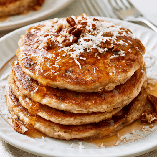 *Honey Pecan Coconut Pancakes meal prep - Mother of Macros