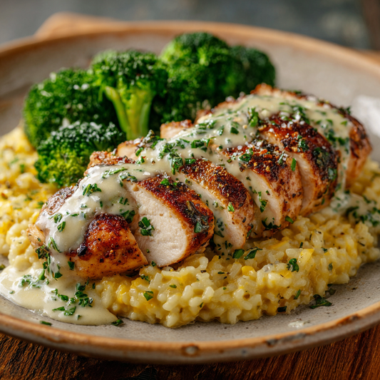 Lemon Dijon Chicken w/Cheddar Risotto